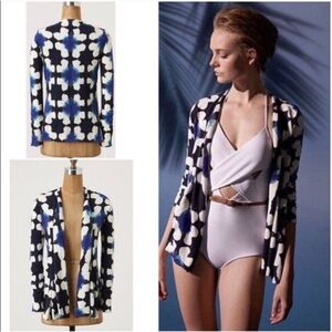 Anthropologie Tabitha Kaleidolight Open Draped Cardigan Sweater-Blue/White-M